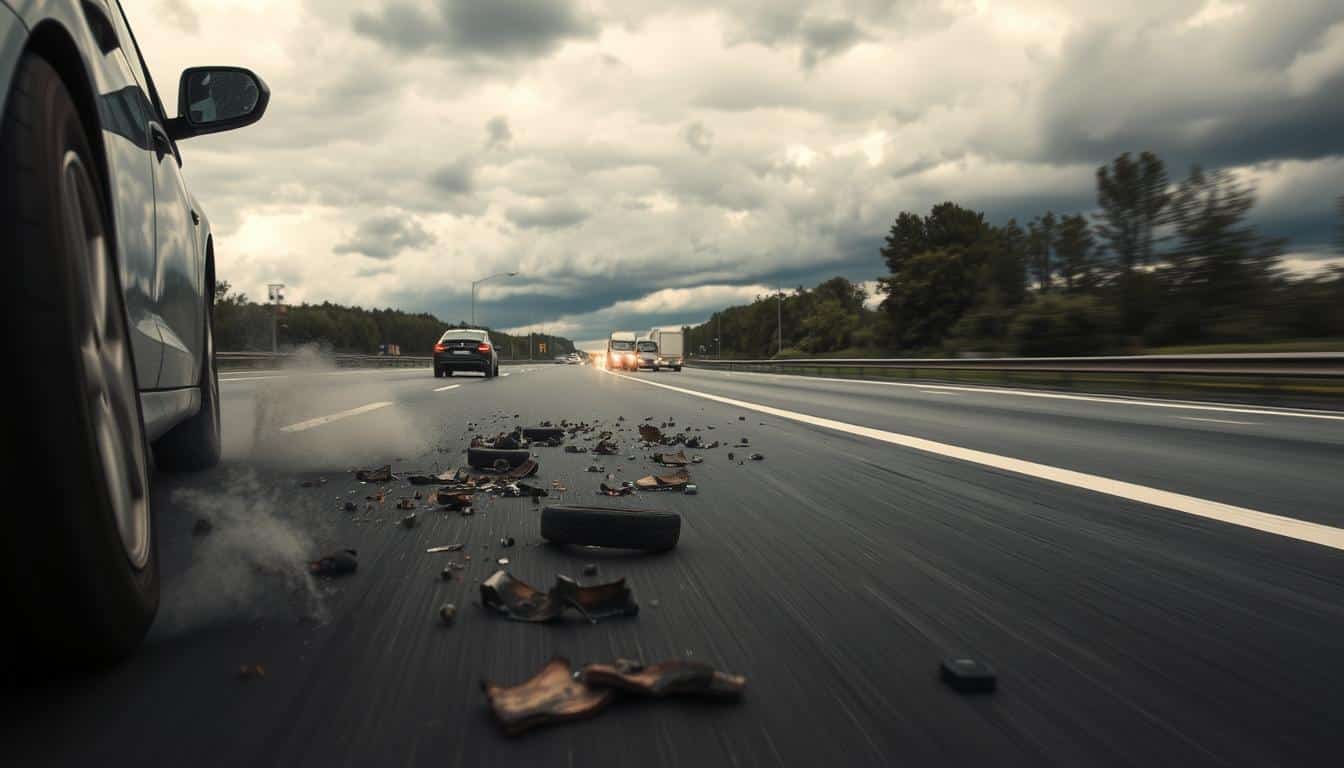 bei schneller autobahnfahrt platzt ein reifen an ihrem pkw. wie verhalten